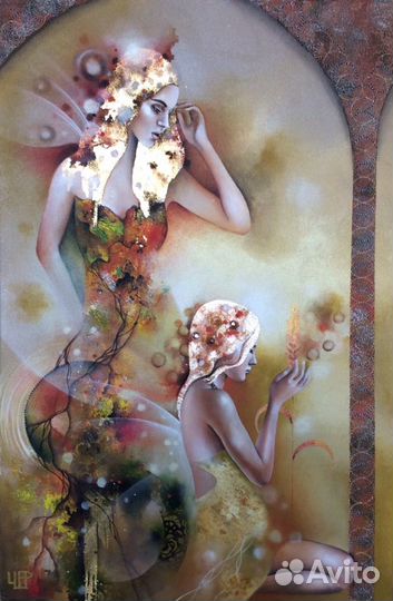 Картина «La casa del sol». Акрил, поталь, бронза