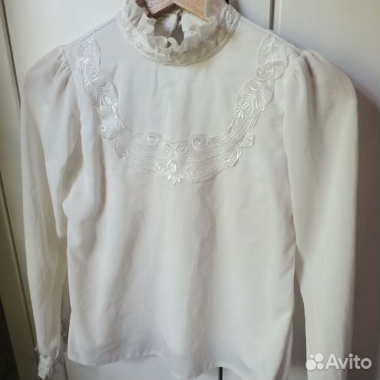 Блузка белая для девочек 140см