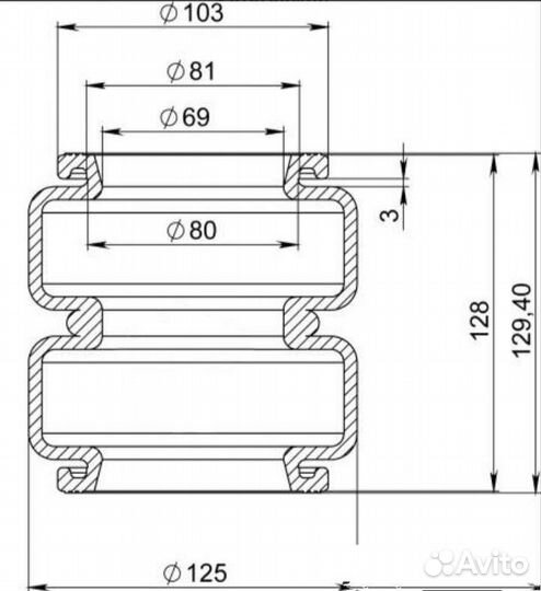 Пневмоподушка baabl 100x2