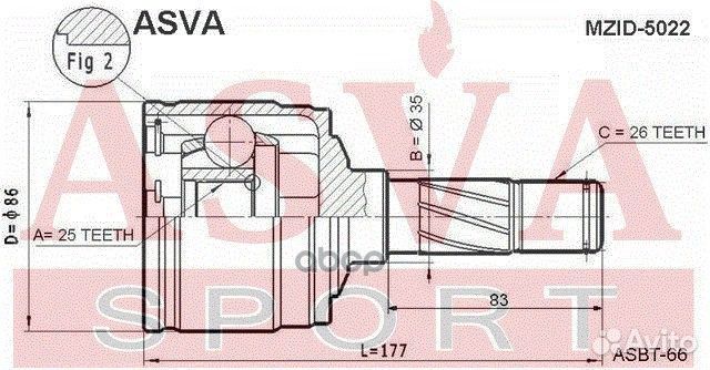 Шрус hyundai/KIA sportage внутр.прав. mzid5022