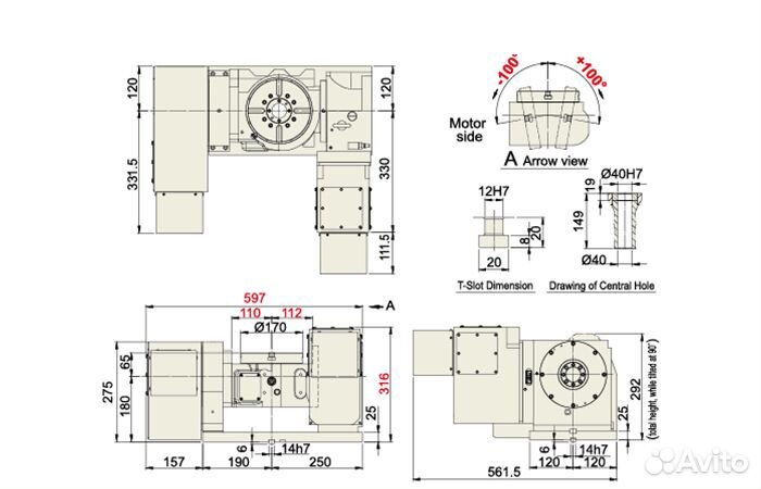 Поворотно-наклонный стол FAR-170 4/5 ось с чпу TJR