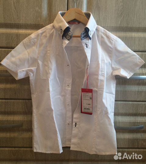 Новые детские белые рубашки 134 размер