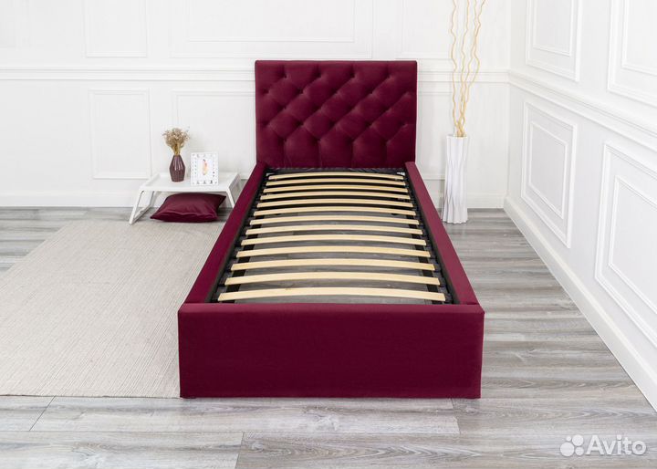 Кровать 90х200 односпальная бордо