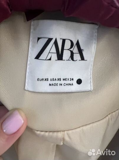 Пальто женское zara xs (экокожа)