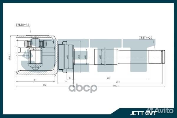 Шрус внутренний jett V40-1083 V40-1083 jett