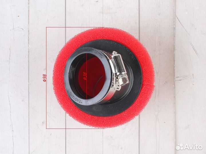 Фильтр воздушный 38мм угловой красный