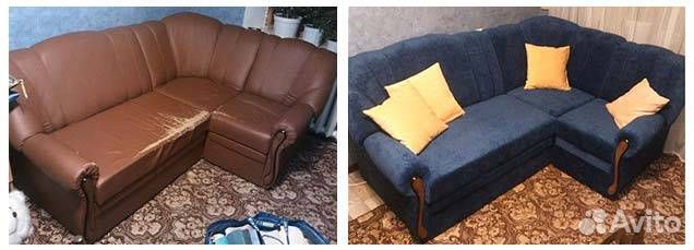 Перетяжка мягкой мебели на дому заказчика