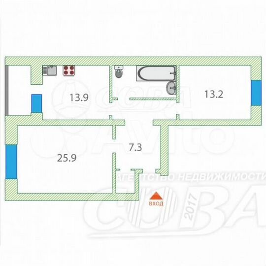 2-к. квартира, 74 м², 3/9 эт.
