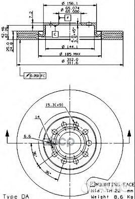 09.9772.11 диск тормознойпереднийAudi,Seat Sko
