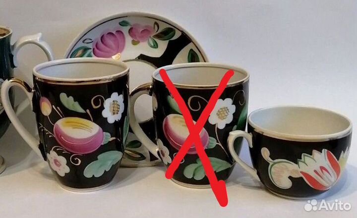 Чайный бокал, чашка и блюдце. Дулево Вербилки СССР