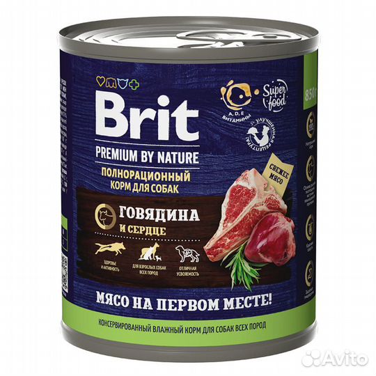 Brit premium by Nature консервы с говядиной и серд