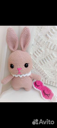 Зайка, Игрушки ручной работы, вязаный, крючком
