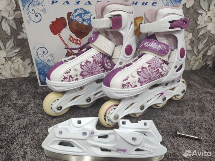 Коньки ролики 2 в 1 раздвижные
