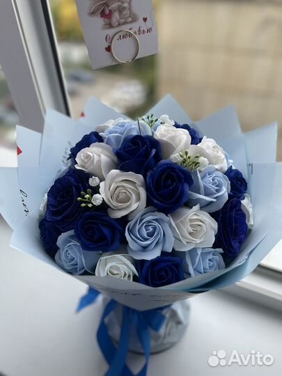 Букет из 39 мыльных роз, цветы с доставкой