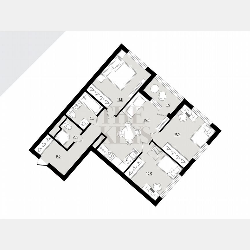 3-к. квартира, 67,5 м², 5/9 эт.