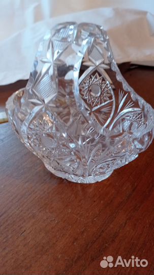 Хрусталь, креманки, корзинка, Богемия