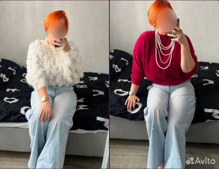 Джинсы с бусинами