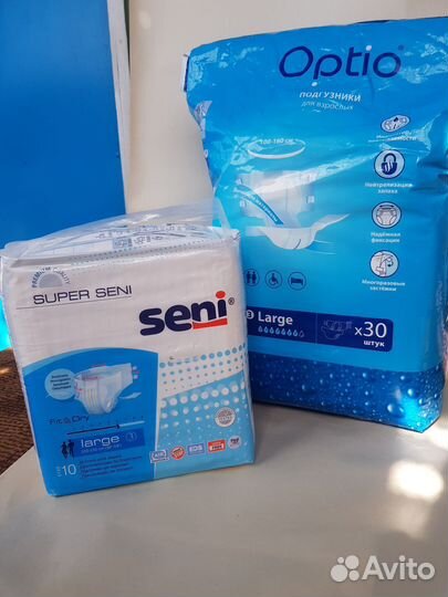 Подгузники для взрослых Seni L и optio L