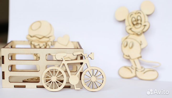 Деревянные фигурки на заказ из фанеры, лазерная ре