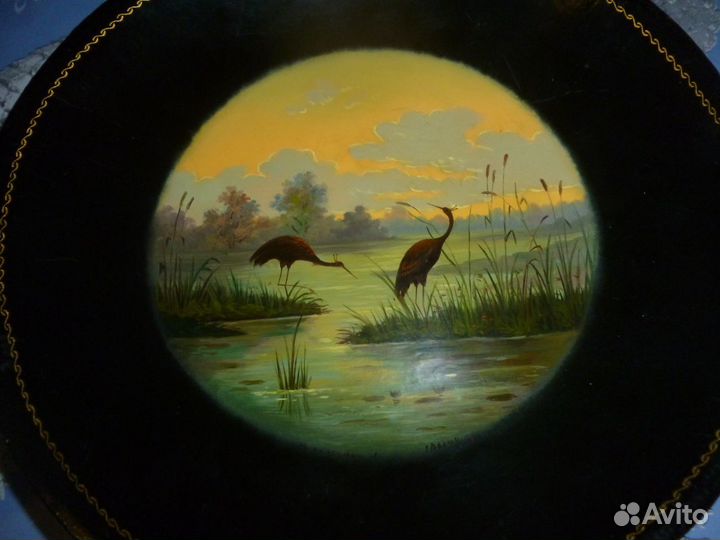 Тарелка Федоскино, лаковая миниатюра