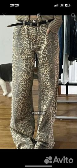 Джинсы женские леопард