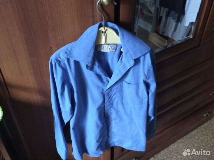 Светло-синяя рубашка детская размер 31 (134-140)