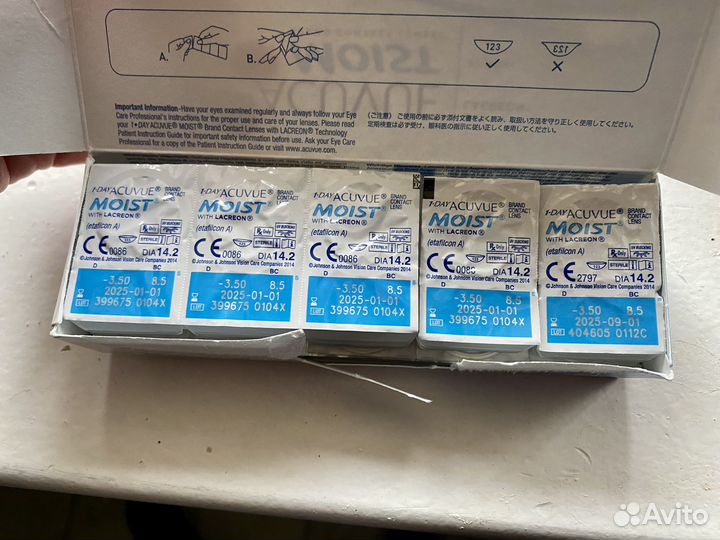 Линзы 1 day acuvue moist -3,5