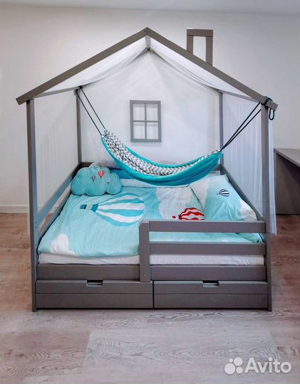 Кроватка MY place высокий бортТеремок берёза для м