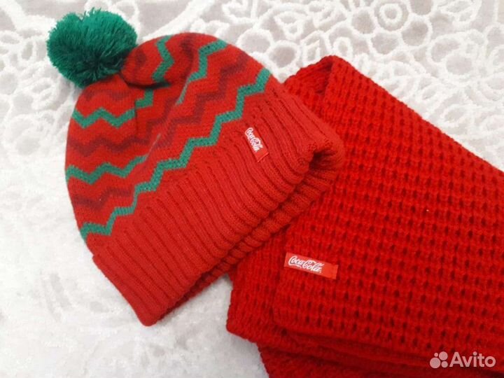 Комплект шапка и шарф coca-cola