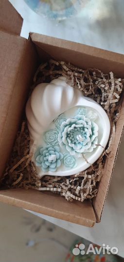 Свеча в гипсовой ракушке