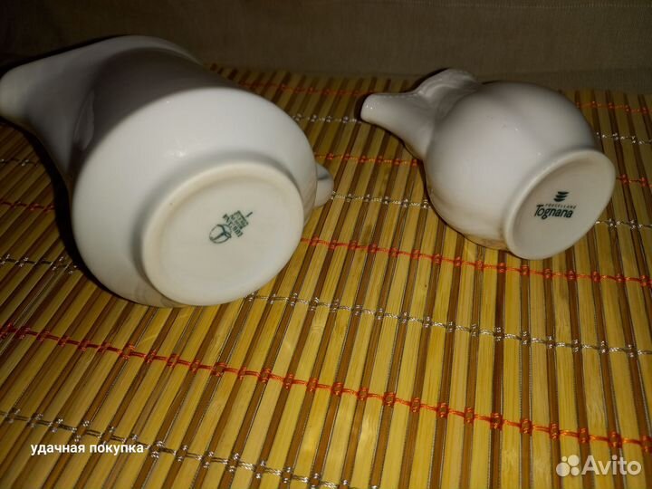 Соусник и сливочник, молочник белый