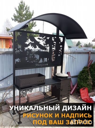 Мангал с крышей, с навесом лофт / мангальная зона