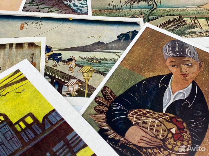 Набор винтажных открыток. Японская гравюра