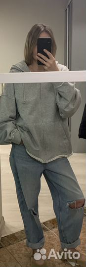 Худи на молнии lime, оверсайз