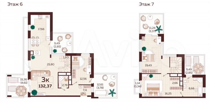 3-к. квартира, 132,4 м², 6/9 эт.