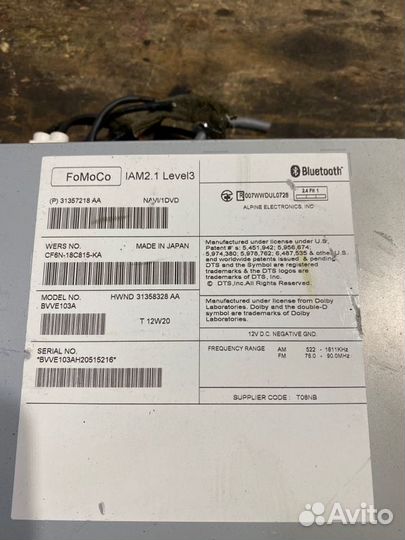 Магнитофон Volvo S80 AS90 B6304T4 2009-2013