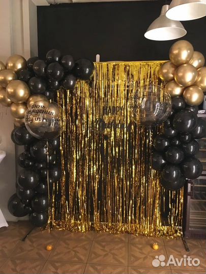 Дождик занавес для фотозоны золотой Новый