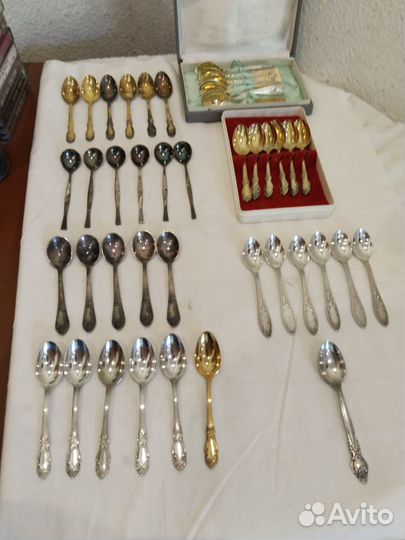 Ложки кофейные мельхиор СССР зиш Роза Пламя