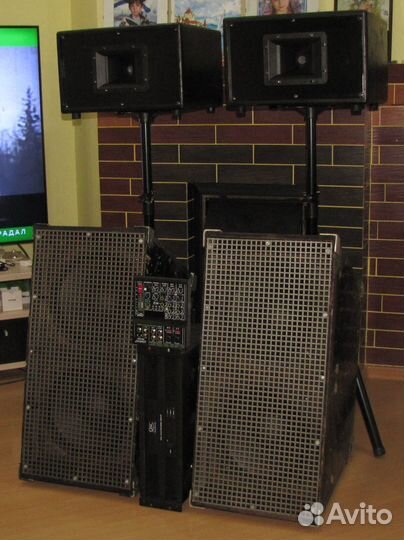 Колонки F.Audio 2100W Рупоры Усилок Микшер Треноги