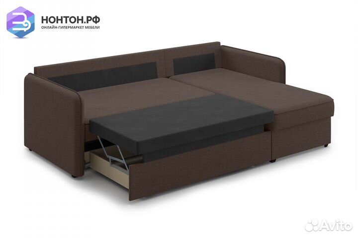 Угловой диван дельфин Нельсон коричневый