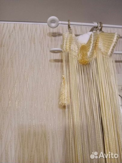 Шторы нитяные кисея + штора капрон, цвет шампань