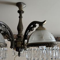 Люстра латунь + бра настенный + 5 спотов