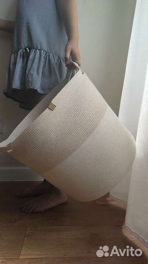 Бельевая корзина из хлопкового шнура