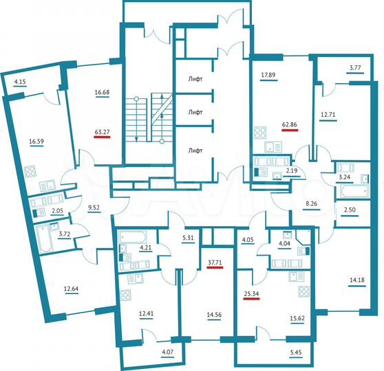 2-к. квартира, 63,3 м², 18/22 эт.