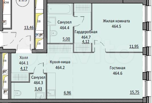 1-к. апартаменты, 51,2 м², 4/16 эт.