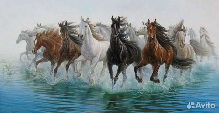 Картины маслом лошади разные шикарные большие