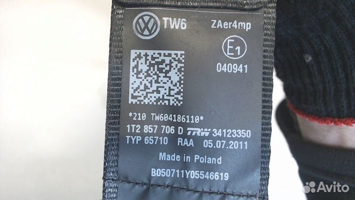 Ремень безопасности Volkswagen Touran, 2011