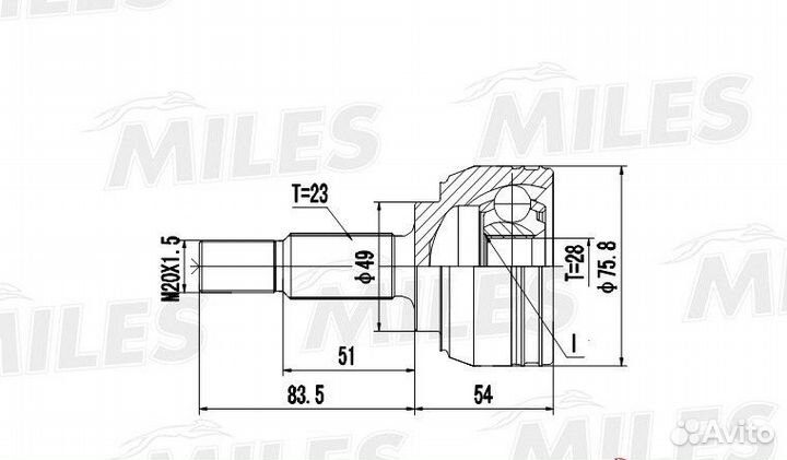 Шрус Renault Clio наруж. 23/28 зуб