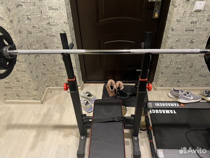 Стойка для штанги, гриф, блины