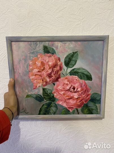 Картина маслом цветы розы